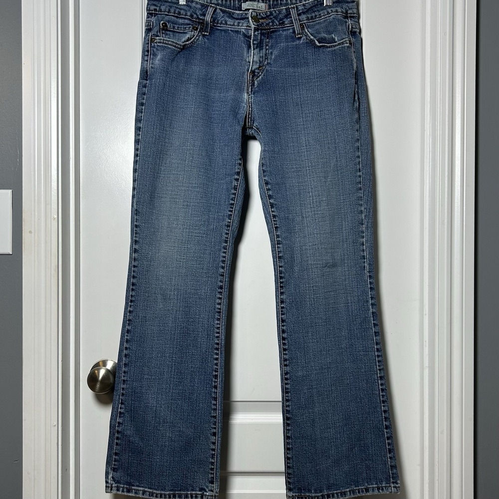 Levi's 545 Low Rise Bootcut Flare Medium Wash Blue Stretch Denim Jeans Y2K Style